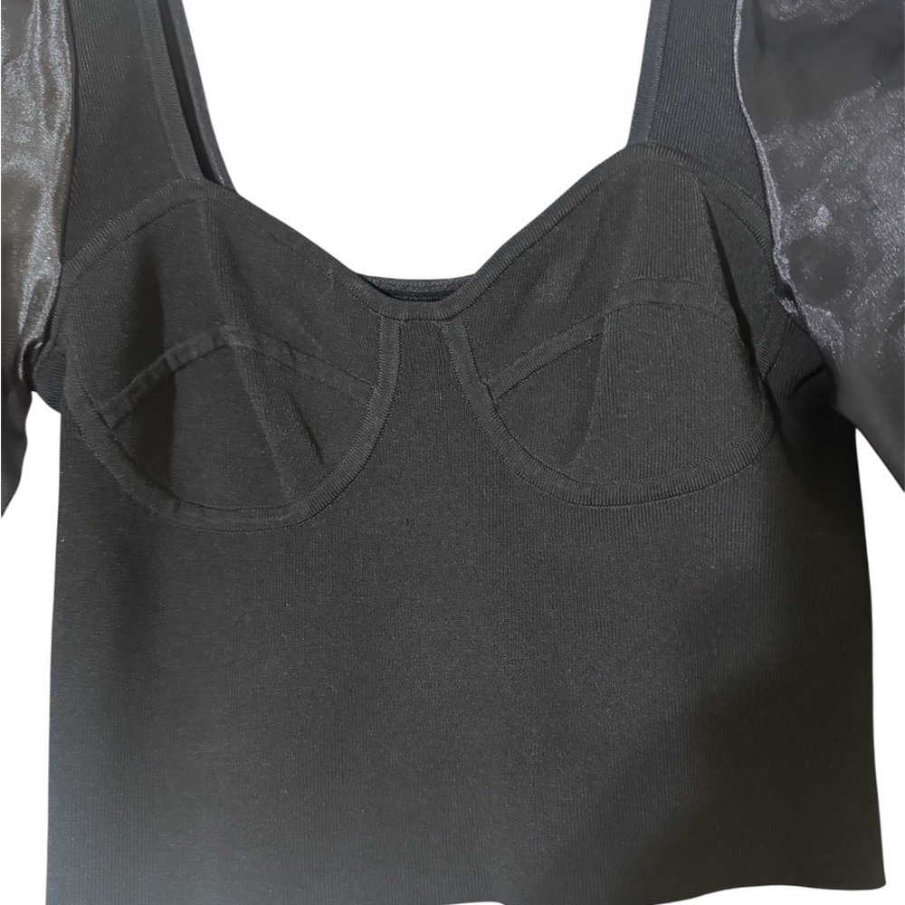 H&M Black Top with Sheer Sleeves - Picture 4 of 6